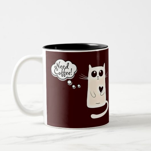 Tasse 2 Couleurs Lonely Heart Cat Coffee Lovers Cote (Gauche)