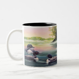 Tasse 2 Couleurs Loons nord-américaines sur l'art des aquarelles d