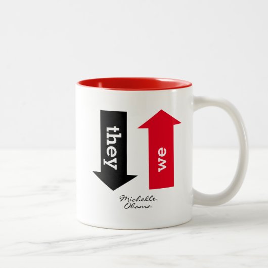 Tasse 2 Couleurs LORSQU'ILS FONT BAS, J'AI Michelle Obama (Droit)