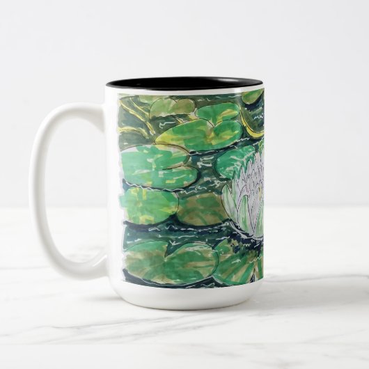 Tasse 2 Couleurs Lotus blanc et nénuphars (Gauche)