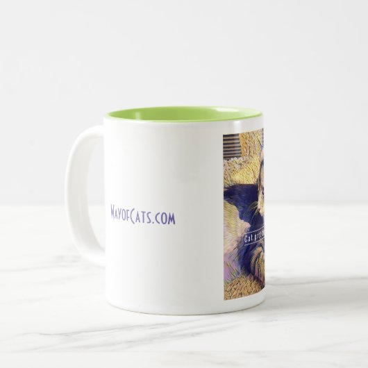 Tasse 2 Couleurs Lou Costello, mignonne muqueuse chatte (Devant gauche)