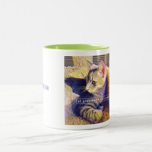 Tasse 2 Couleurs Lou Costello, mignonne muqueuse chatte (Centre)