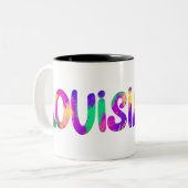 Tasse 2 Couleurs Louisiane couleurs de Madi Gras et de la nourritur (Devant gauche)