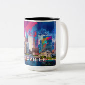 Tasse 2 Couleurs Louisville Skyline Abstrait Art (Devant droit)
