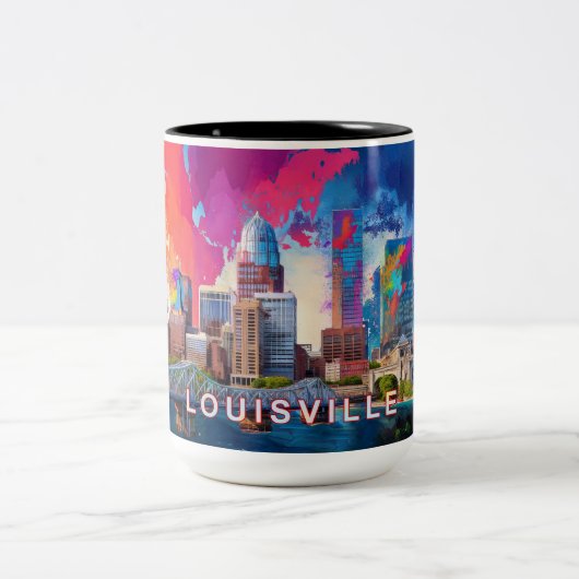 Tasse 2 Couleurs Louisville Skyline Abstrait Art (Centre)