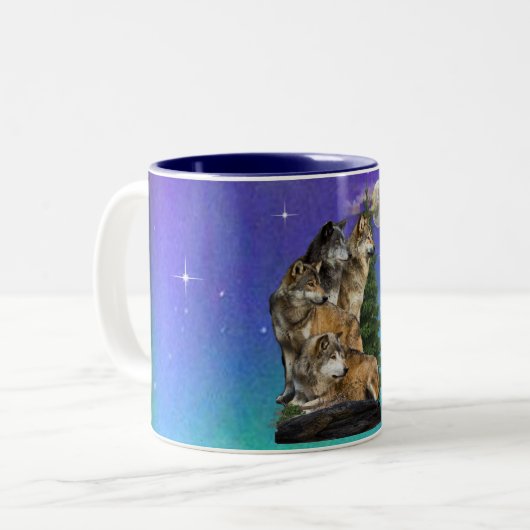 Tasse 2 Couleurs Loup et lune (Devant gauche)