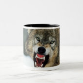 Tasse 2 Couleurs Loup gris de grondement (Centre)