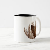 Tasse 2 Couleurs Loup-Howling En Bois Texturé (Devant droit)