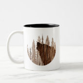 Tasse 2 Couleurs Loup-Howling En Bois Texturé (Gauche)