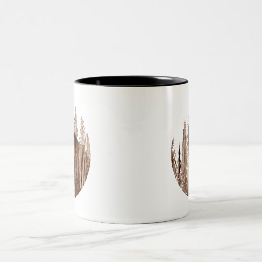 Tasse 2 Couleurs Loup-Howling En Bois Texturé (Centre)
