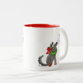 Tasse 2 Couleurs Loup Noël drôle Enfants mignonne (Devant droit)