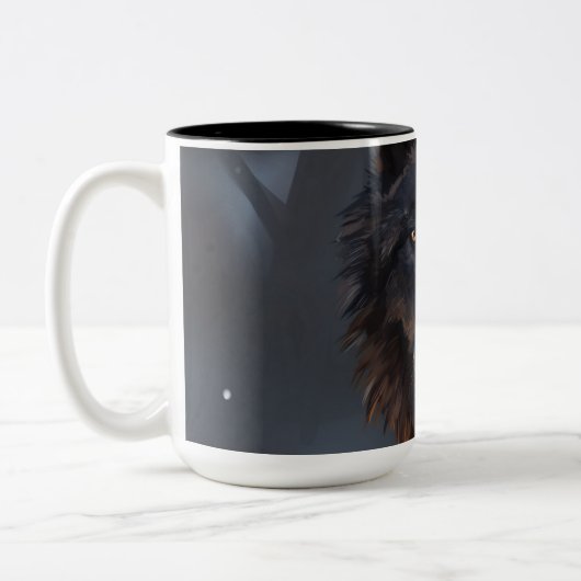Tasse 2 Couleurs Loup noir (Gauche)