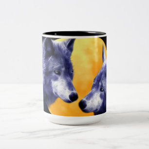 Tasse 2 Couleurs Loups à la pleine lune