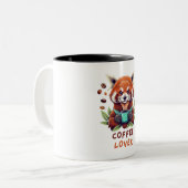 Tasse 2 Couleurs Louveur de café Panda Rouge (Devant gauche)