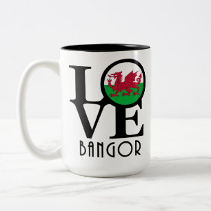 Tasse 2 Couleurs LOVE Bangor, Gwynedd - Pays de Galles 15oz