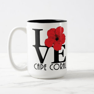 Tasse 2 Couleurs LOVE Cape Coral Red Hibiscus 15oz