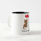 Tasse 2 Couleurs Love Cat Saint Valentin's day Mug-cadeau parfait C (Devant gauche)