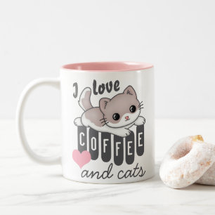 Tasse 2 Couleurs Love Coffee and Cats mignonne