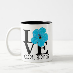 Tasse 2 Couleurs LOVE Coral Springs Blue Hibiscus 11oz