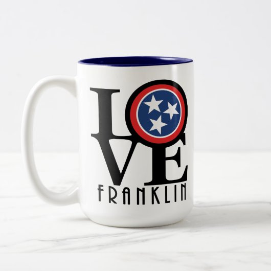 Tasse 2 Couleurs LOVE Franklin Tennessee 15oz (Gauche)