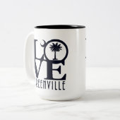 Tasse 2 Couleurs LOVE Greenville SC 15oz (Devant gauche)