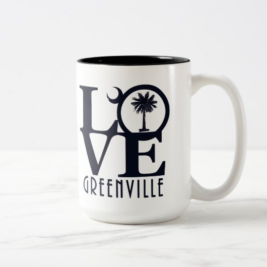 Tasse 2 Couleurs LOVE Greenville SC 15oz (Droit)