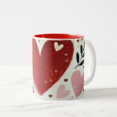 Tasse 2 Couleurs Love Heart Print Design (Devant droit)