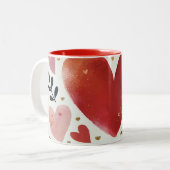 Tasse 2 Couleurs Love Heart Print Design (Devant gauche)