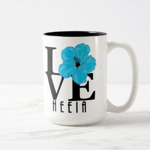 Tasse 2 Couleurs LOVE Heeia Hawaii Blue Hibiscus 15oz