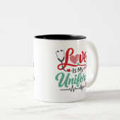 Tasse 2 Couleurs Love Is My Uniform Nurse (Devant droit)