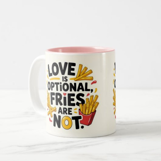Tasse 2 Couleurs Love is optional, fries are not  (Devant gauche)