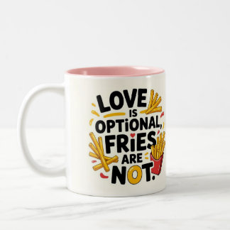 Tasse 2 Couleurs Love is optional, fries are not 