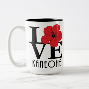 Tasse 2 Couleurs LOVE Kaneohe Hawaii Hibiscus rouge 15oz
