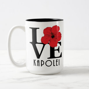 Tasse 2 Couleurs LOVE Kapolei rouge Hibiscus 15oz