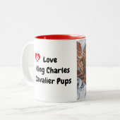 Tasse 2 Couleurs Love King Charles Cavalier Pups (Devant gauche)