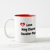 Tasse 2 Couleurs Love King Charles Cavalier Pups (Gauche)