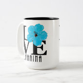 Tasse 2 Couleurs LOVE Lahaina Hibiscus bleu 15oz (Devant gauche)