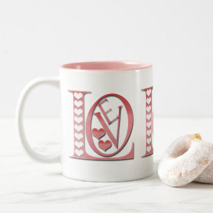 Tasse 2 Couleurs Love Letters With Hearts par Shirley Taylor