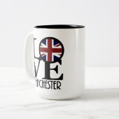 Tasse 2 Couleurs LOVE Manchester Angleterre 15oz (Devant gauche)