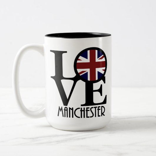 Tasse 2 Couleurs LOVE Manchester Angleterre 15oz (Gauche)