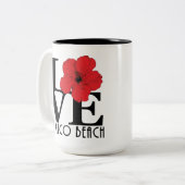 Tasse 2 Couleurs LOVE Mexico Beach 15oz Red Hibiscus (Devant gauche)