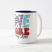 Tasse 2 Couleurs Love More Worry Less, Saint Valentin (Devant droit)