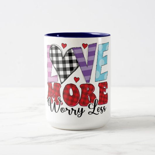 Tasse 2 Couleurs Love More Worry Less, Saint Valentin (Centre)