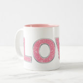 Tasse 2 Couleurs Love Parties scintillant rose (Devant gauche)