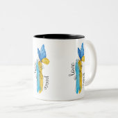 Tasse 2 Couleurs Love, Peace Ukraine (Devant droit)