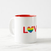 Tasse 2 Couleurs Love Rainbow Heart (Devant gauche)