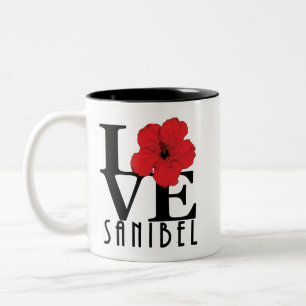 Tasse 2 Couleurs LOVE Sanibel Florida Red Hibiscus 111oz