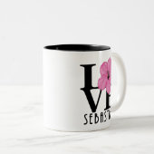 Tasse 2 Couleurs LOVE Sebastian 11oz hibiscus rose (Devant droit)