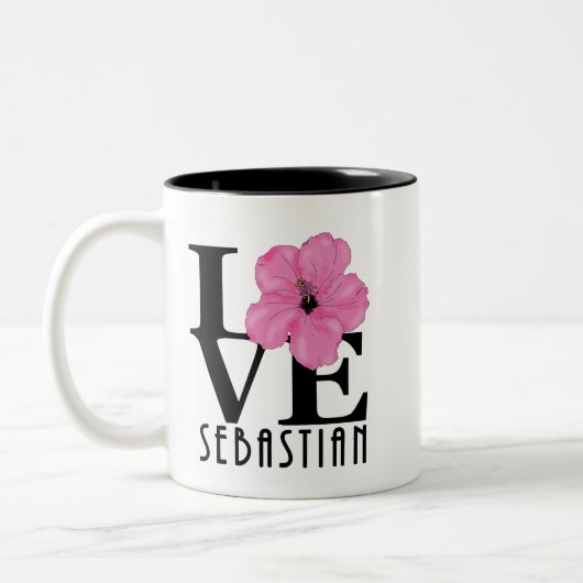 Tasse 2 Couleurs LOVE Sebastian 11oz hibiscus rose (Gauche)