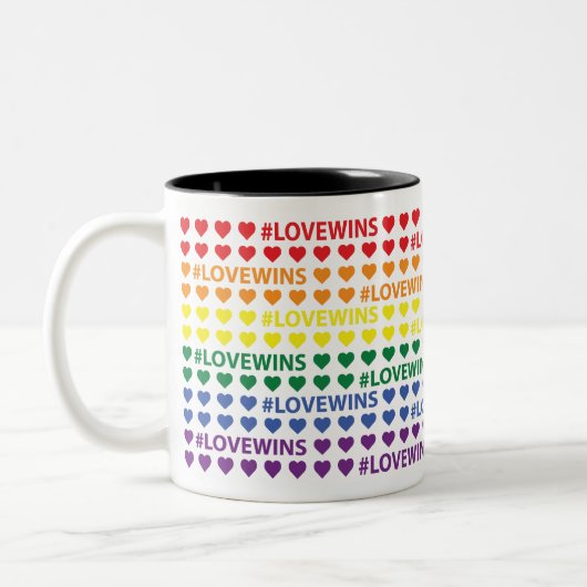 Tasse 2 Couleurs #LoveWins Rainbow Heart Motif (Gauche)